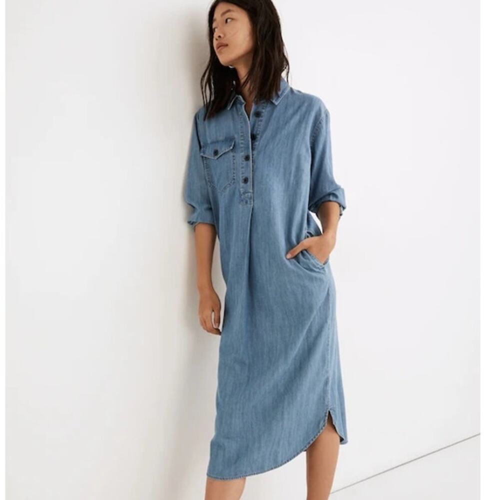 Madewell Denim Utility Popover Dress in Midhurst Wash